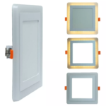 Panel Led Dual Incrustar cuadrado  Centro Blanco + Borde Cálido o Azul