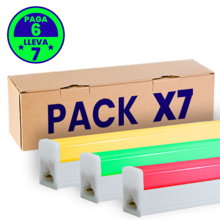 Pack x7 Lampara Led T5 amarilla, roja o verde 14w 90cm